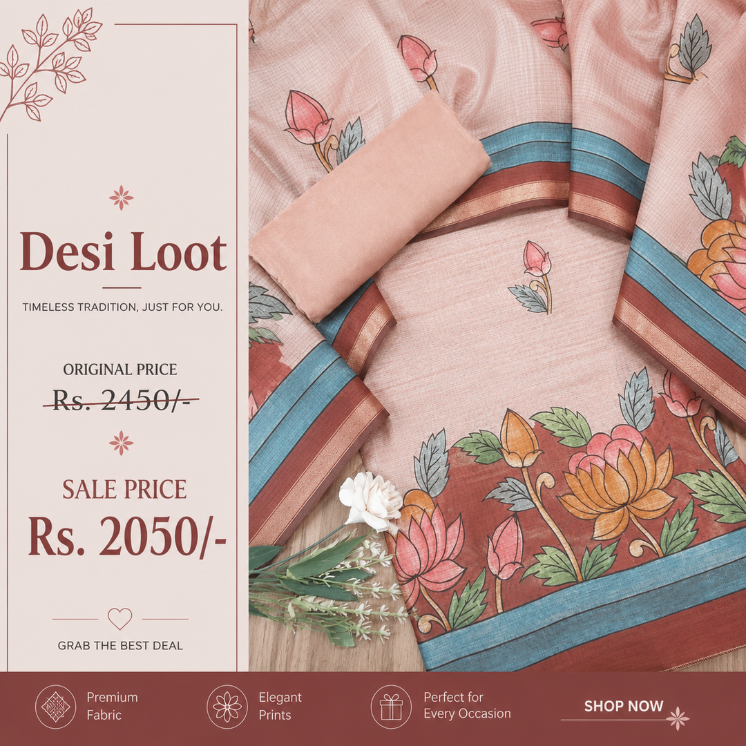 Yashfa Helio Mauve Floral Print Maheswari Chanderi Set