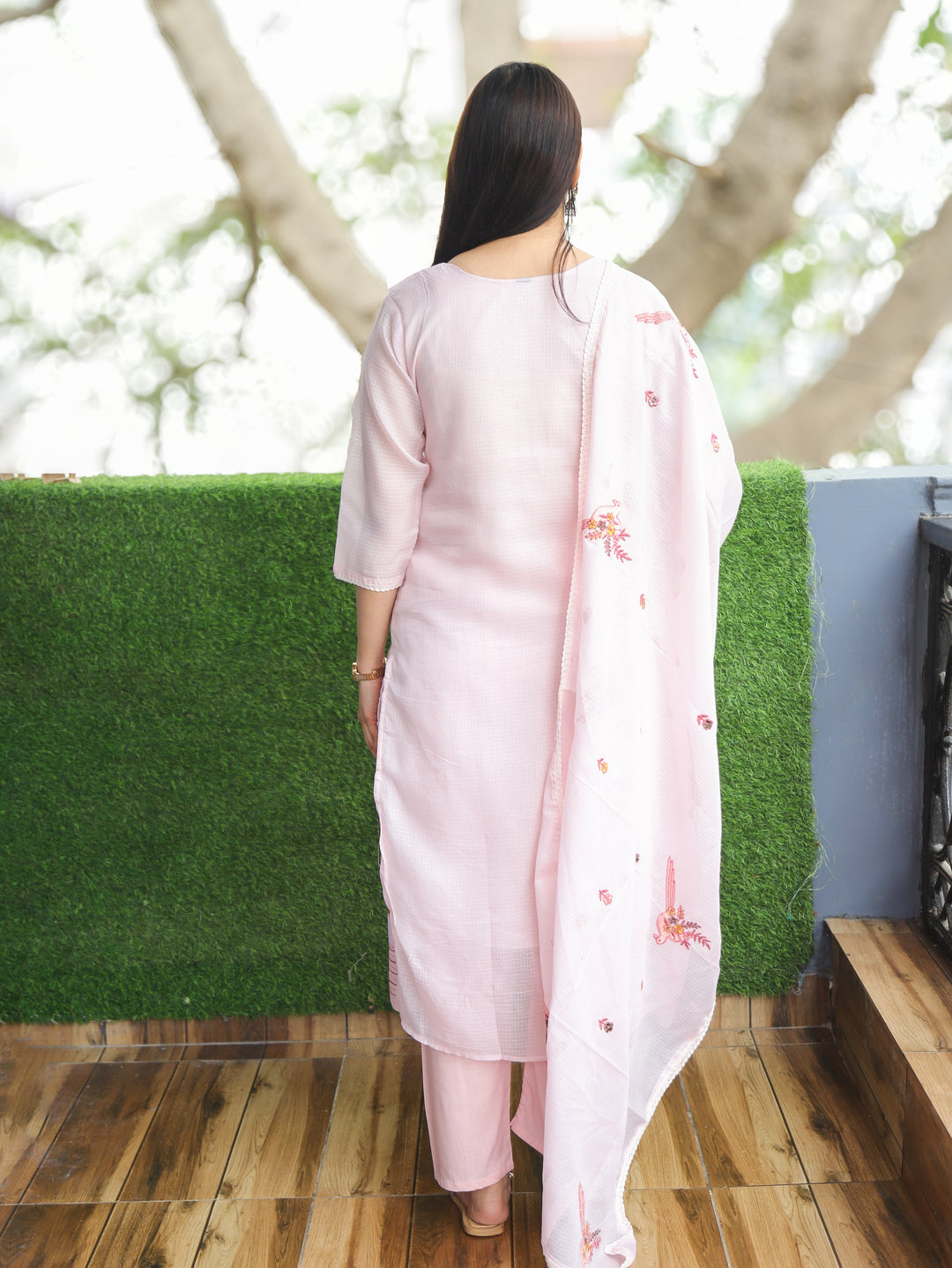 Madhavi LillY Lilac All Over Embroidered Work with V Neck Kota Doriya 3 Piece Set
