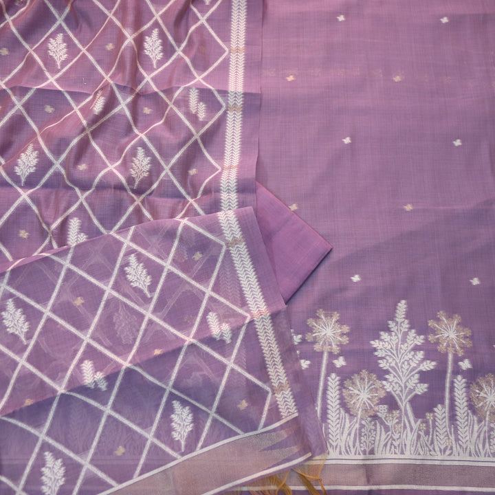 Naari Lavish Purple with Zari and Weaved Jamdani Suit Set