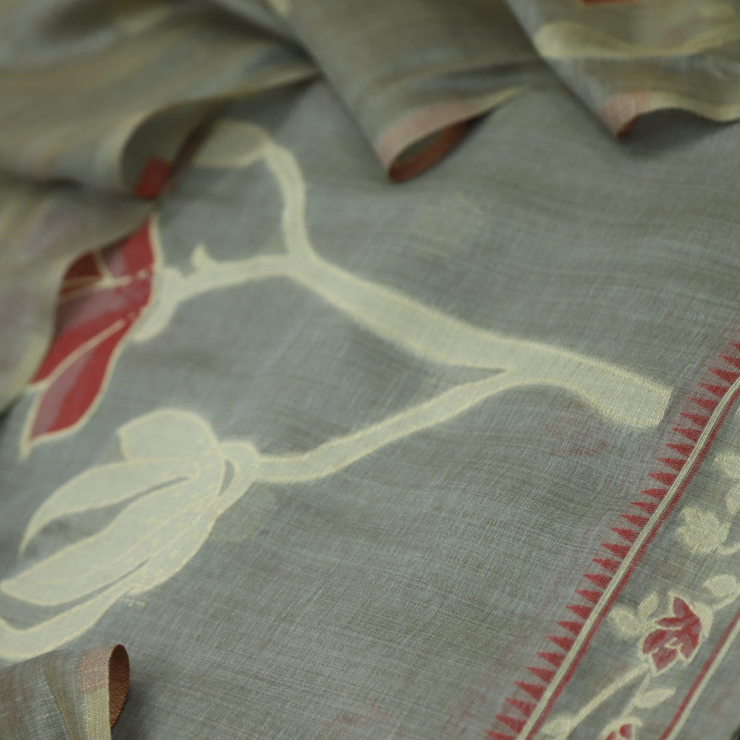 Raina Tan Latte Authentic Jamdani Weaved Top and Dupatta Set