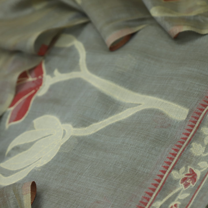Raina Tan Latte Authentic Jamdani Weaved Top and Dupatta Set