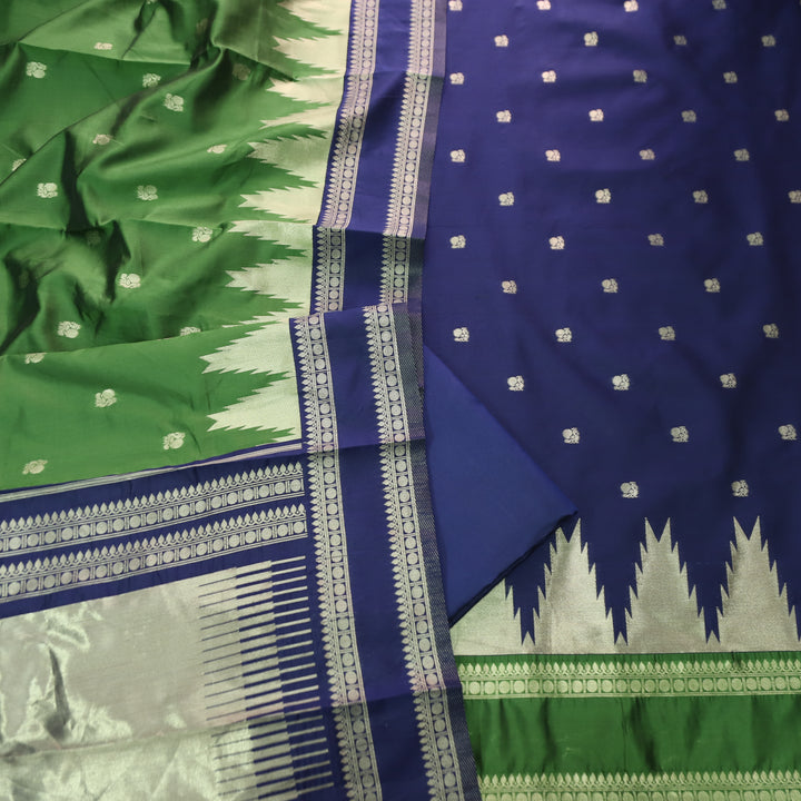 Bhanushi Royal Blue Brocade Woven Hem Banarasi Silk Set