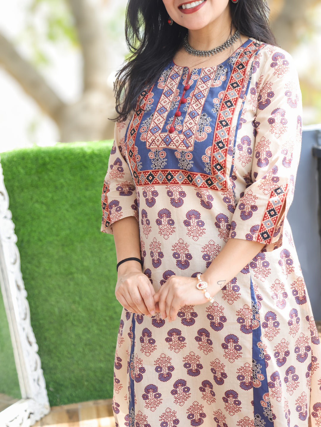Daisy Skin Beige Kali Style Cotton Kurti