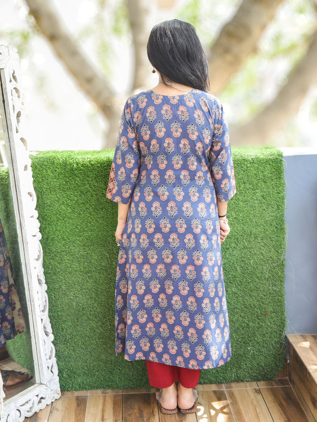 Daisy Denim Blue Kali Style Cotton Kurti