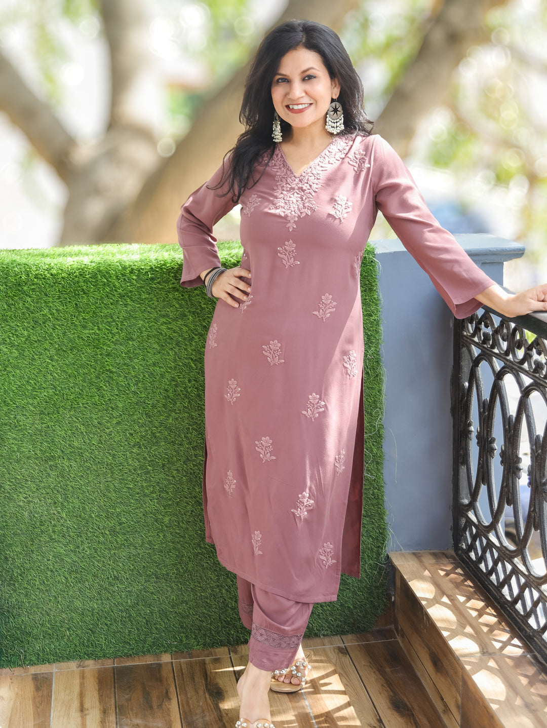 Jenna Toffe Tan Chikankari Rayon 2 Piece Set