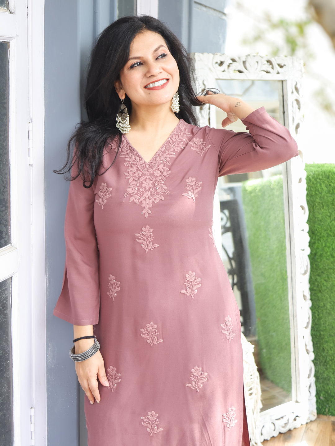 Jenna Toffe Tan Chikankari Rayon 2 Piece Set