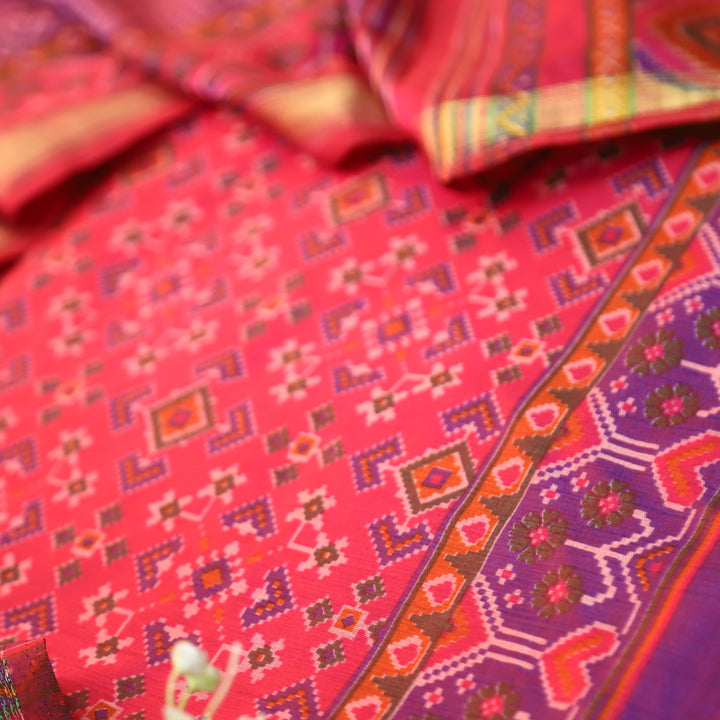 Bahana Magenta Pink All Over Patola Shadow Printed Work Muslin Set