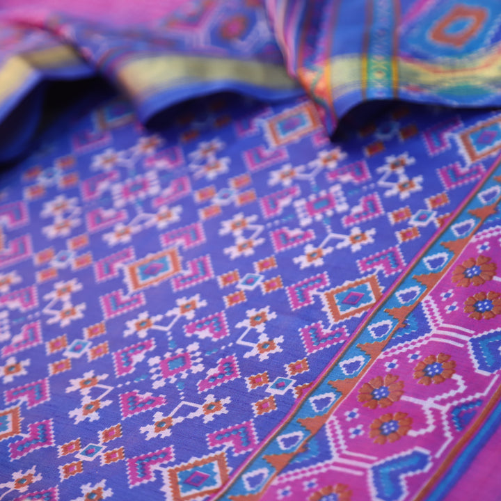 Bahana Royal Blue All Over Patola Shadow Printed Work Muslin Set
