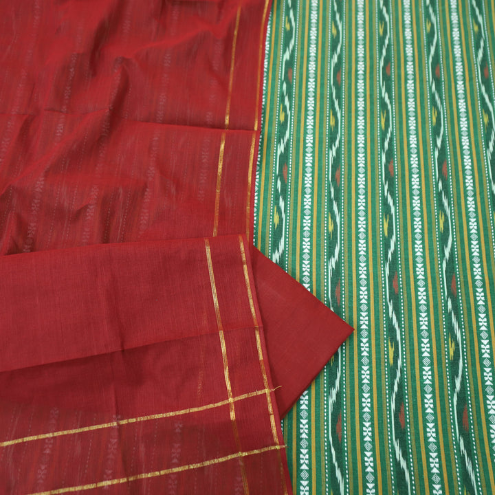 Droupadi Mohito Green All Over Thread and Sambhalpuri Ikkat Style Weaved Cotton Set