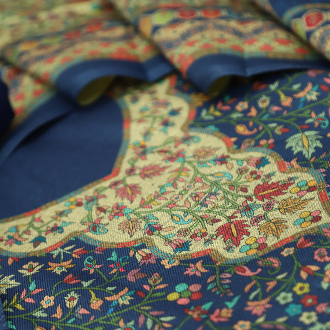 सिन्दूरी Royal Blue Digital Kashmiri Printed Semi Pashmina Winter Suit Set