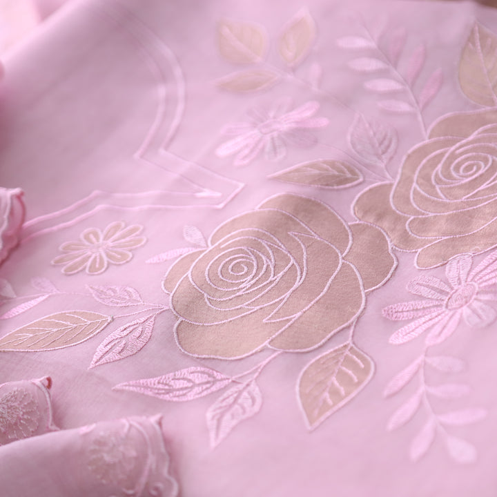 Maria Candy Pink Embroidery and Zari Mul Chanderi Set