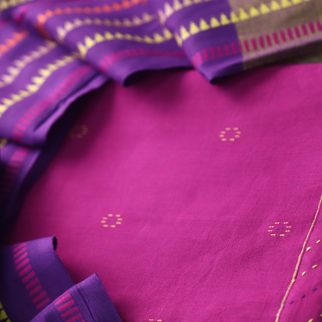 Madhubala Orchid Purple All Over Thread Weaved Handloom Cotton Suit Set-D2