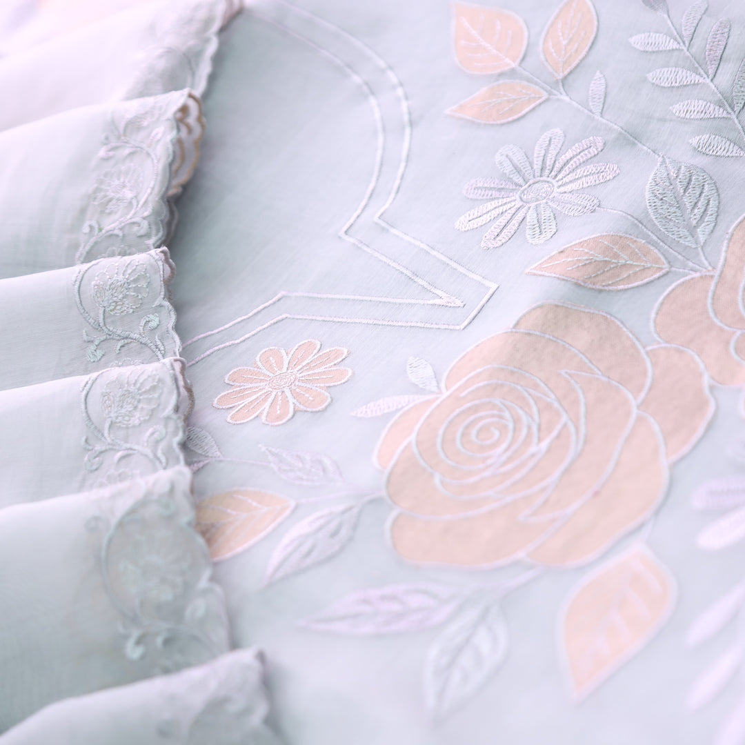 Maria Powder Blue Embroidery and Zari Mul Chanderi Set