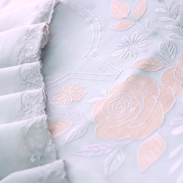 Maria Powder Blue Embroidery and Zari Mul Chanderi Set