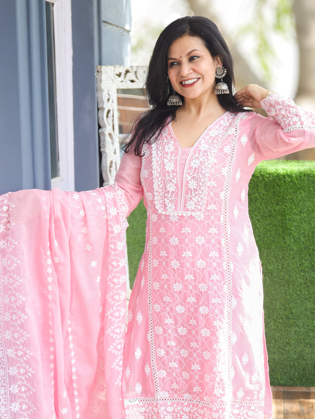 Alia Pink Embroidered Mul Cotton 3 Piece Set