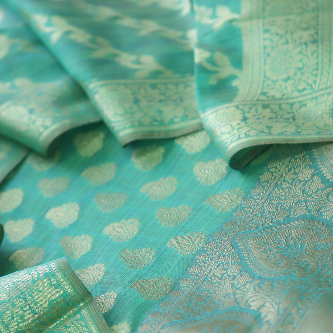 Veriya Sea Green All Over Brocade Work details Handloom Chanderi Suit Set
