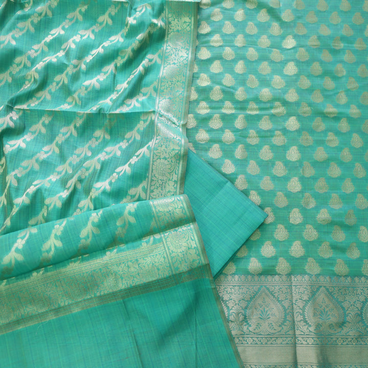 Veriya Sea Green All Over Brocade Work details Handloom Chanderi Suit Set
