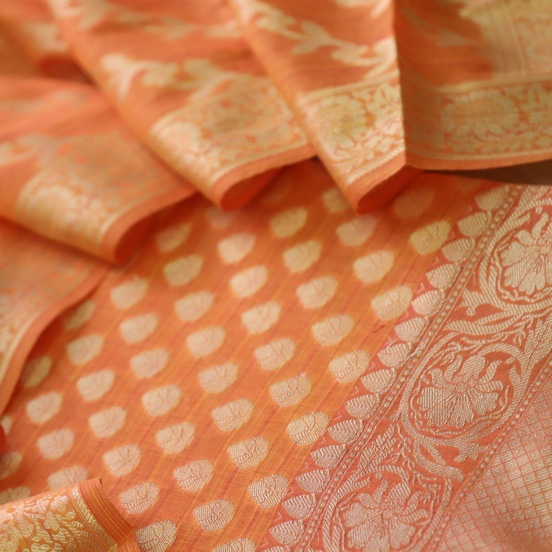 Veriya Mango Yellow All Over Brocade Work details Handloom Chanderi Suit Set