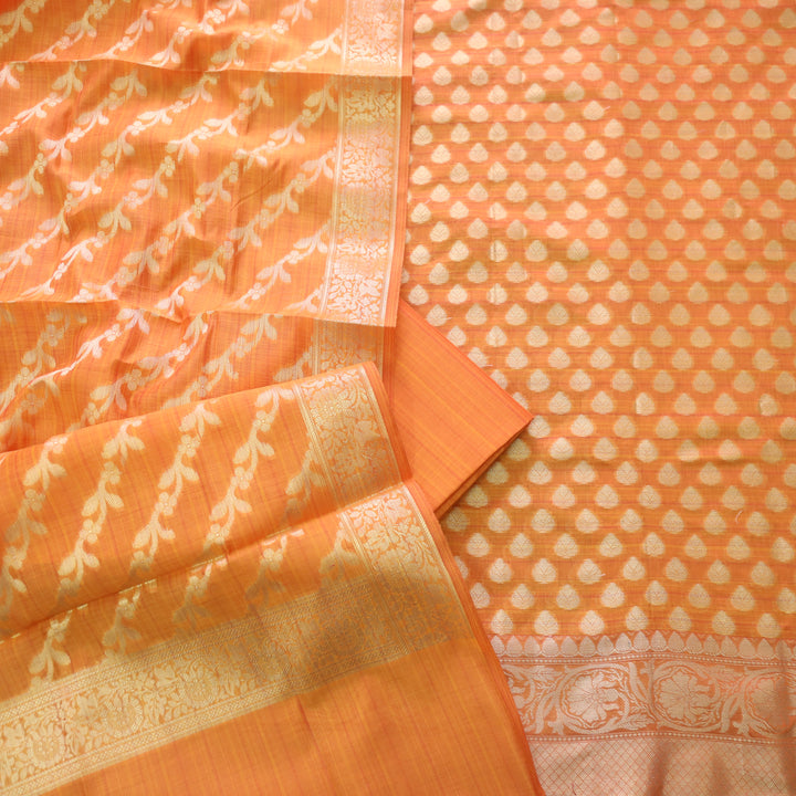 Veriya Mango Yellow All Over Brocade Work details Handloom Chanderi Suit Set