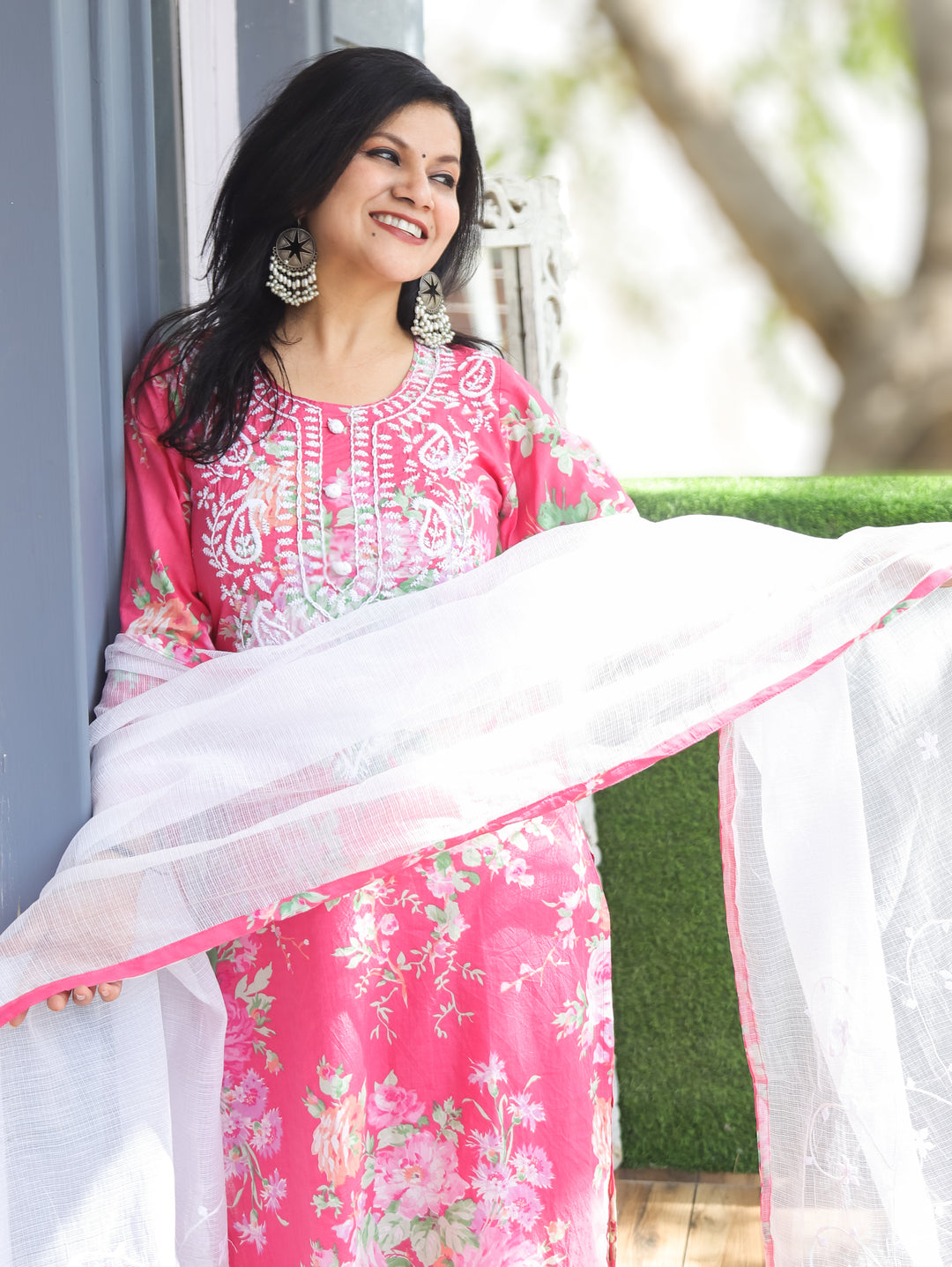 Kira Rani Pink Floral Print Cotton 3 Piece Set