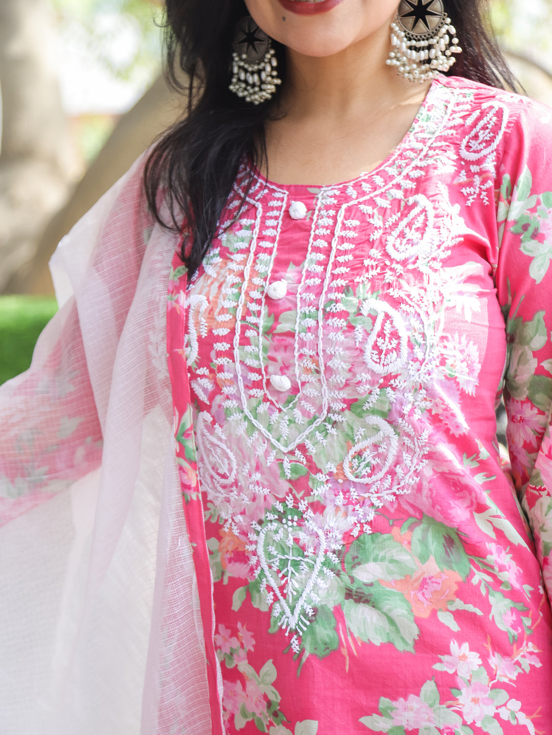 Kira Rani Pink Floral Print Cotton 3 Piece Set