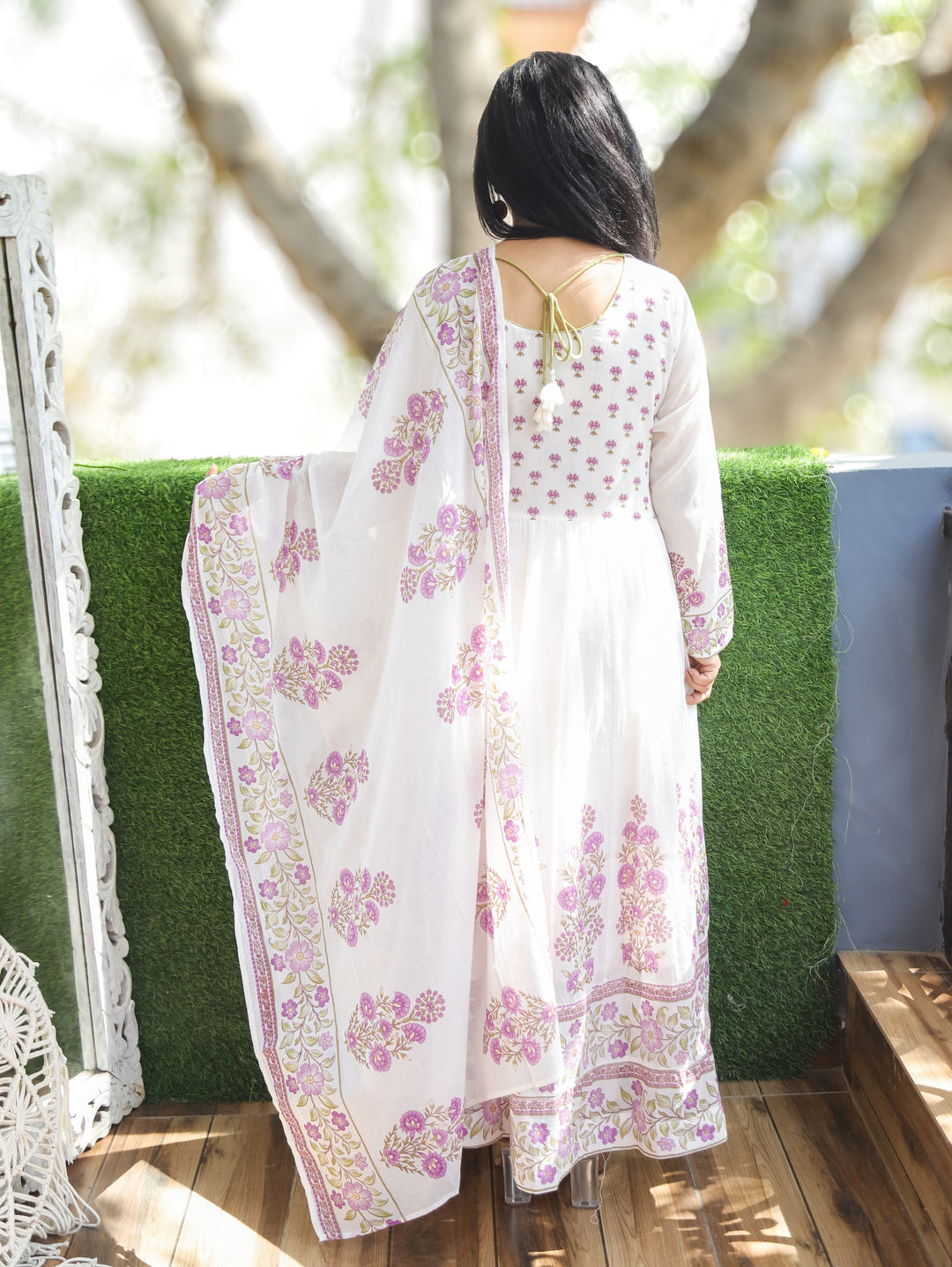 Ella Pearl White Mughal Cotton 3 Piece Set