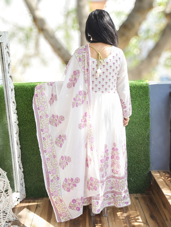 Ella Pearl White Mughal Cotton 3 Piece Set