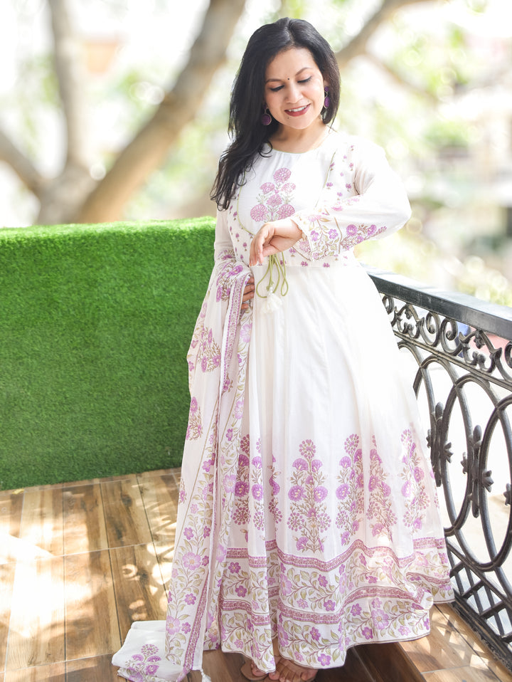Ella Pearl White Mughal Cotton 3 Piece Set