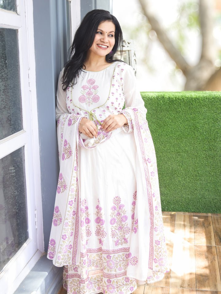 Ella Pearl White Mughal Cotton 3 Piece Set
