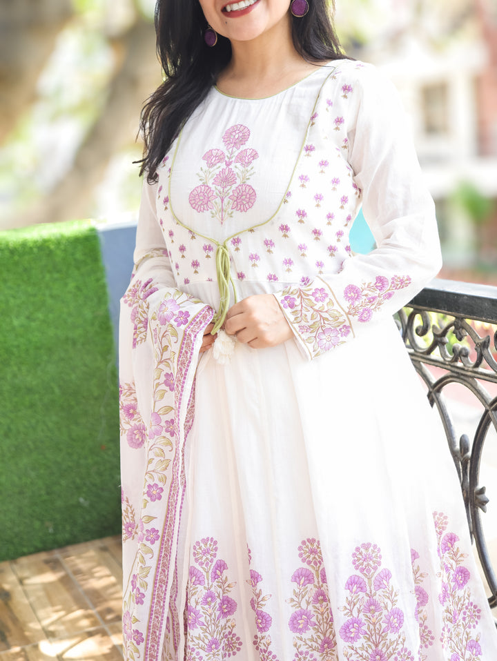 Ella Pearl White Mughal Cotton 3 Piece Set
