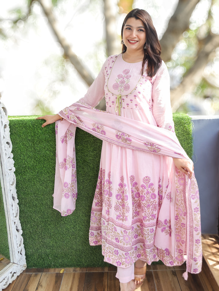 Ella Frosty Pink Mughal Cotton 3 Piece Set