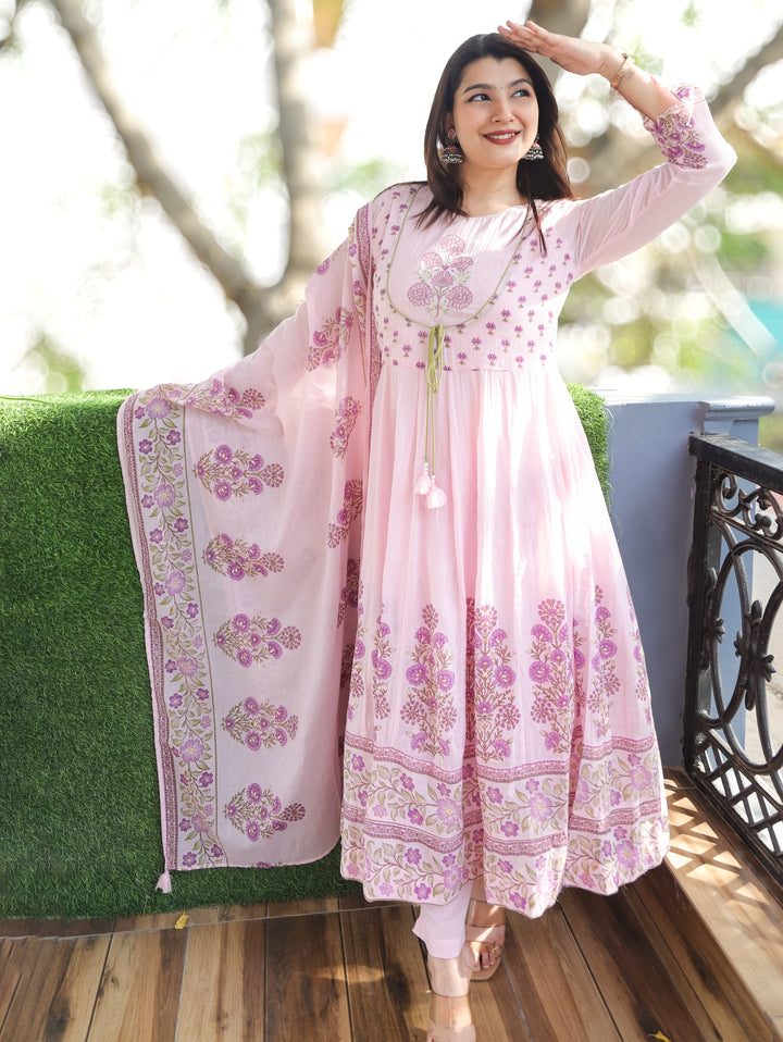 Ella Frosty Pink Mughal Cotton 3 Piece Set