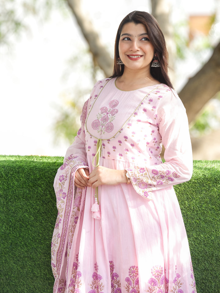 Ella Frosty Pink Mughal Cotton 3 Piece Set