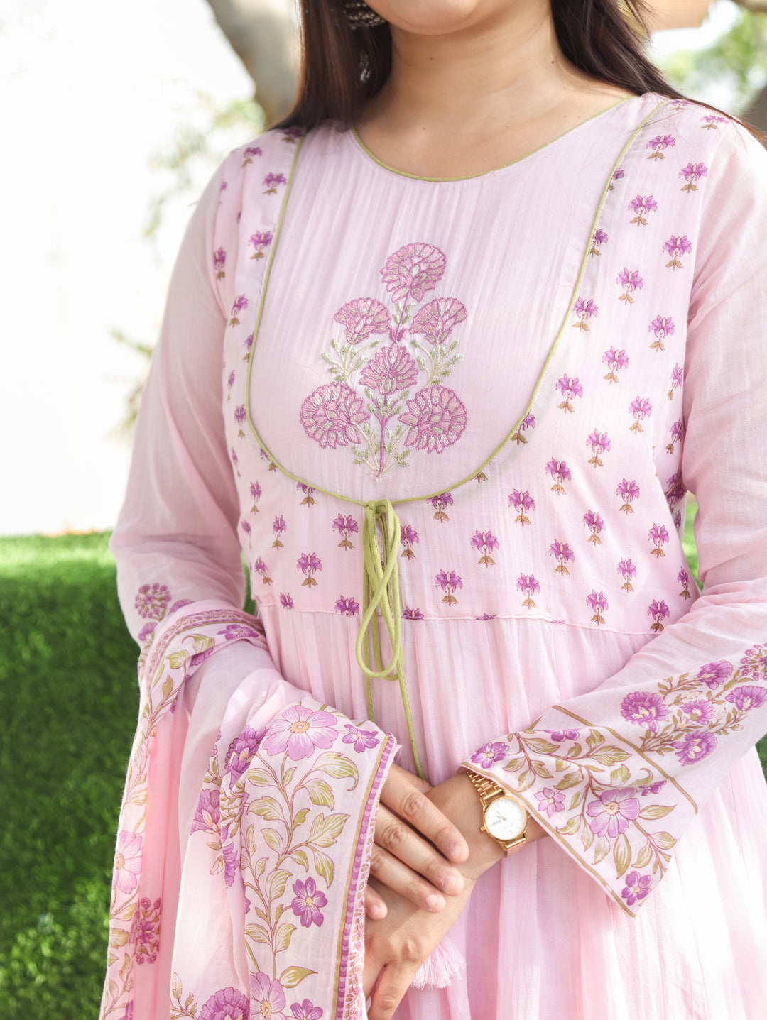 Ella Frosty Pink Mughal Cotton 3 Piece Set