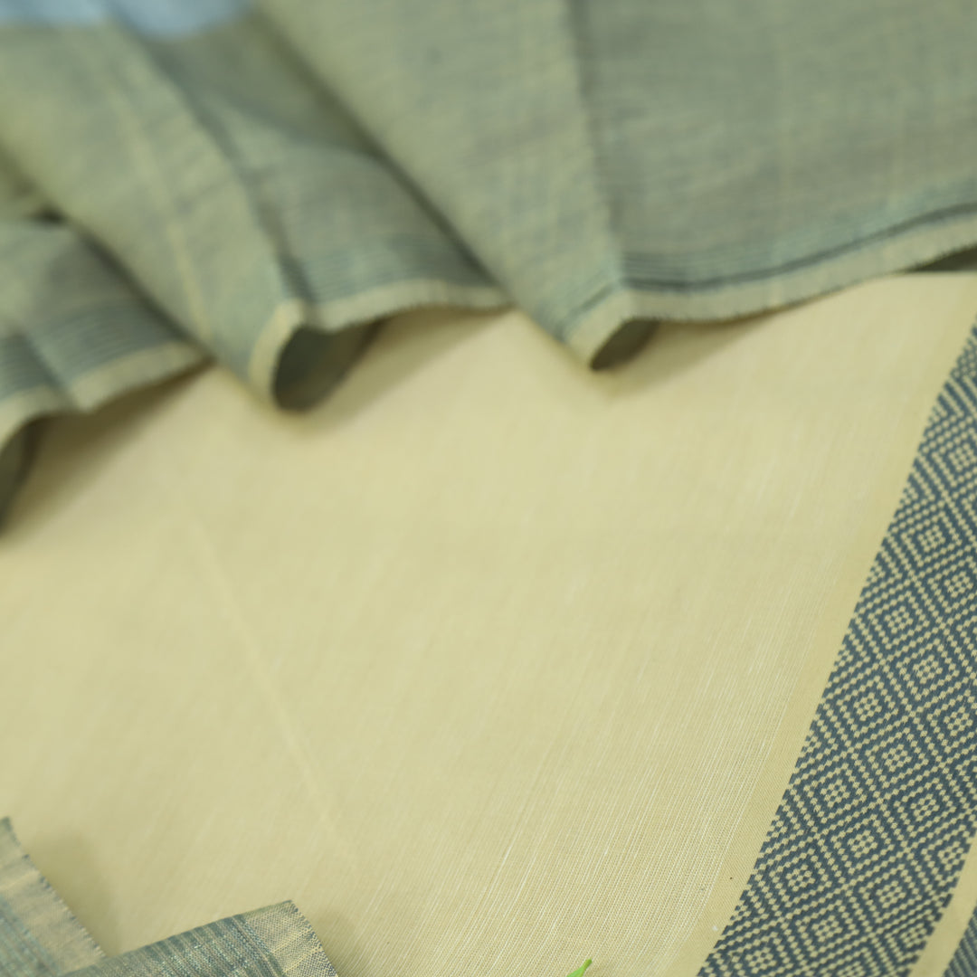 Falaq Beige With Grey Dupatta Weaved Hem South Cotton Suit Set