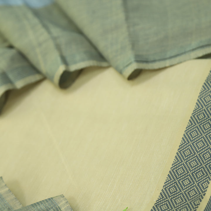 Falaq Beige With Grey Dupatta Weaved Hem South Cotton Suit Set
