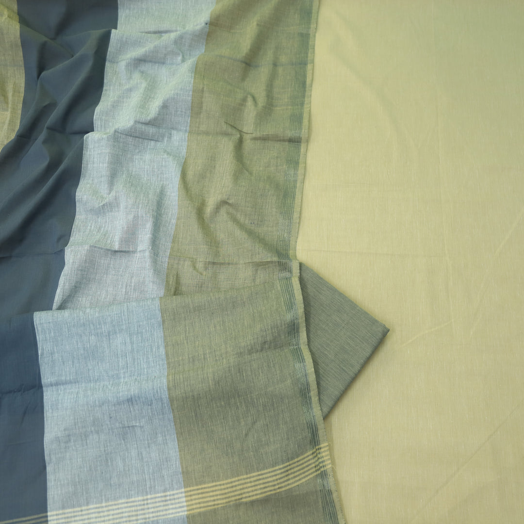 Falaq Beige With Grey Dupatta Weaved Hem South Cotton Suit Set