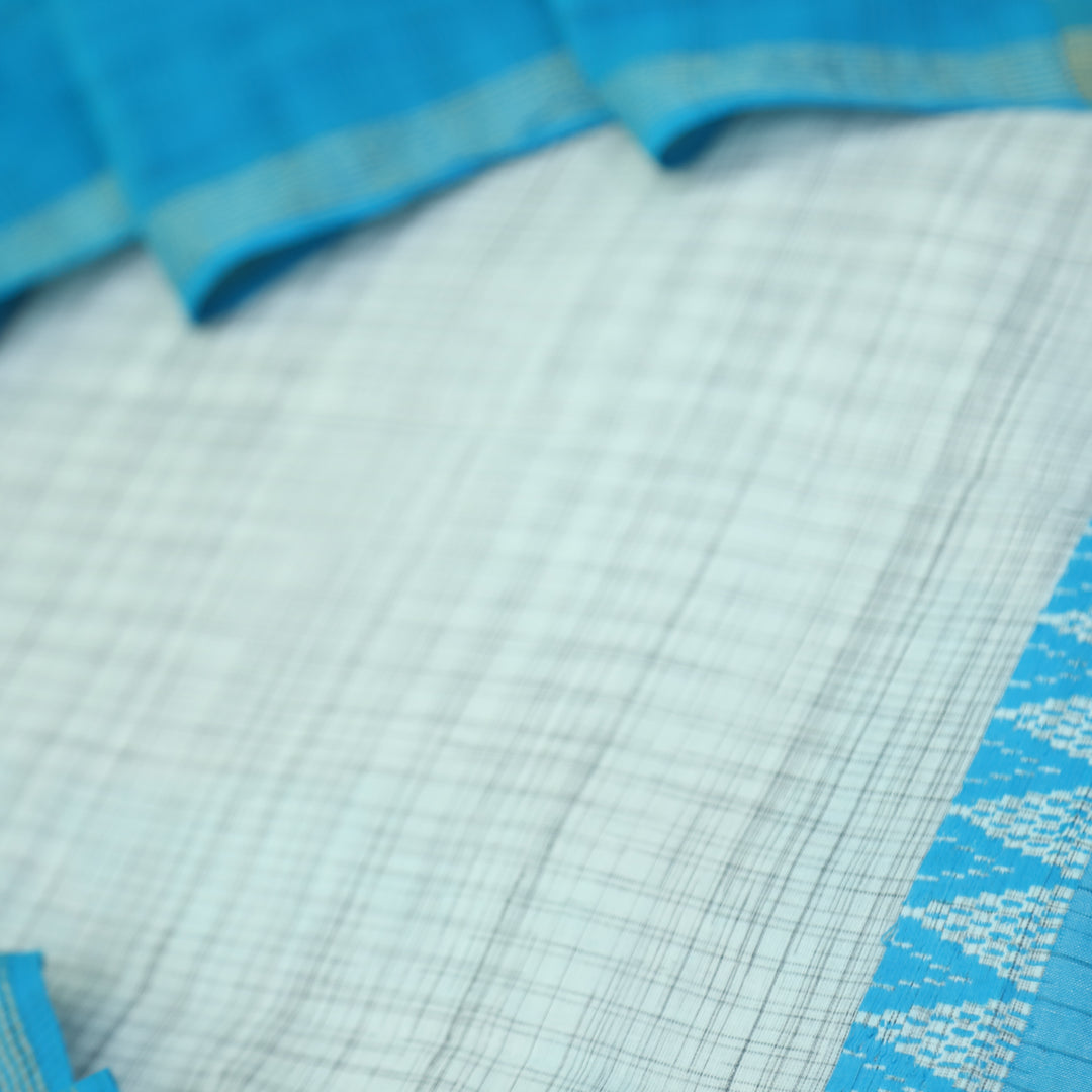 Falaq White Check with Deep Blue Thread Weaved on Hem South Cotton Suit Set