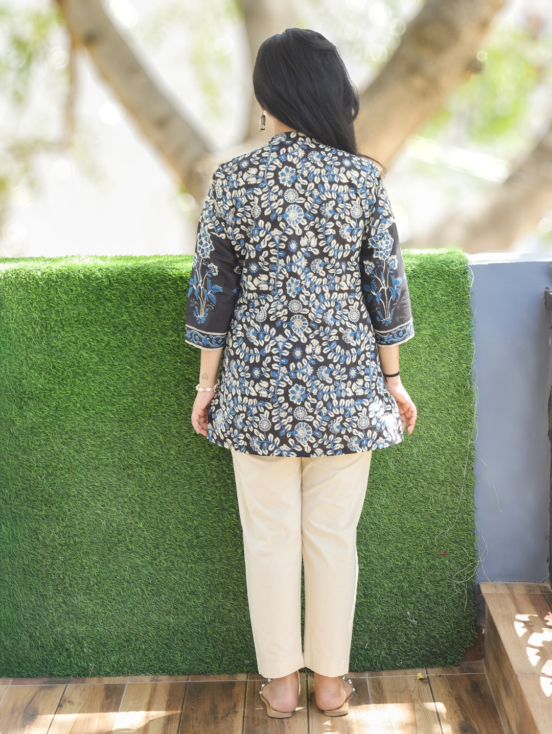 Arya Navy Blue Kalamkari Cotton Shirt