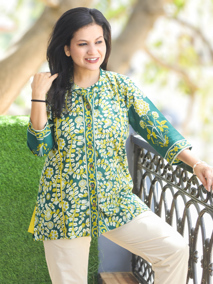 Arya Green Kalamkari Cotton Shirt