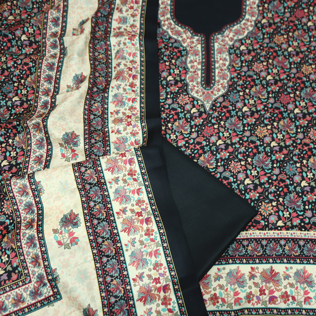 जयंती Ebony Black Digital All Over Kashmiri Printed Semi Pashmina Winter Suit Set