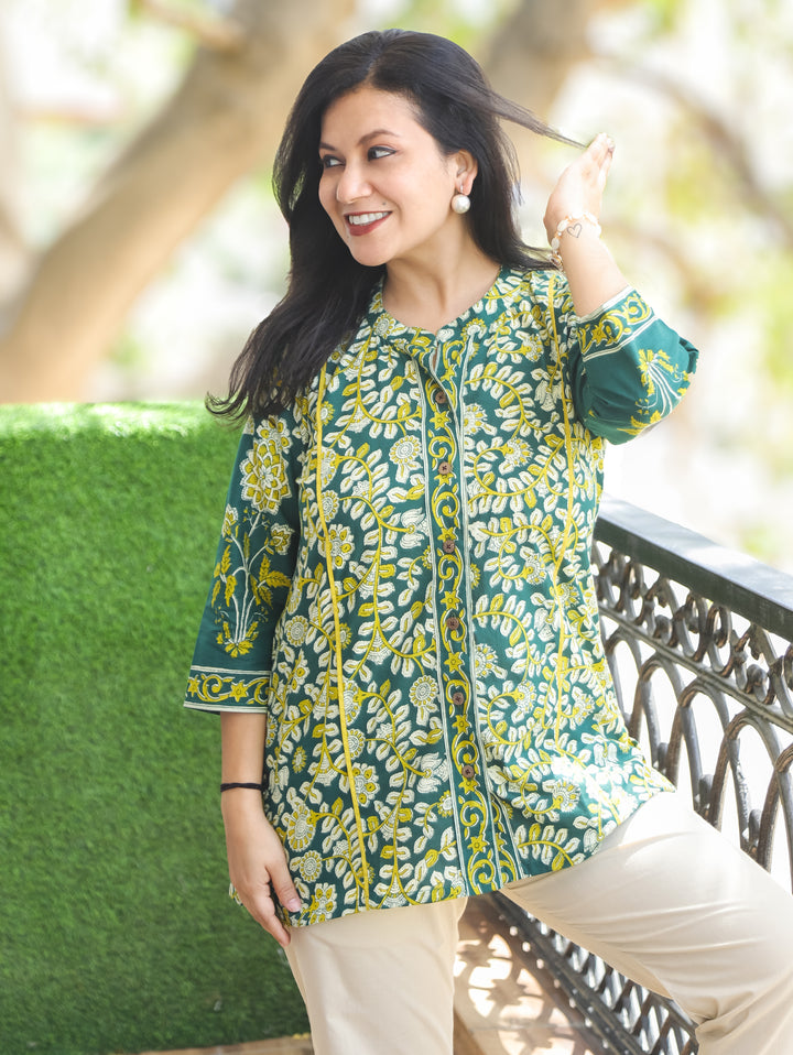 Arya Green Kalamkari Cotton Shirt