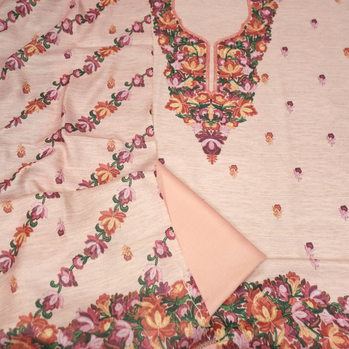 लिहाजी Baby Soft Pink Kashida Digital Floral Printed Semi Pashmina Winter Set