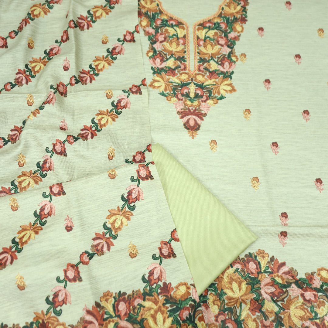 लिहाजी Mohito Mint Kashida Digital Floral Printed Semi Pashmina Winter Set