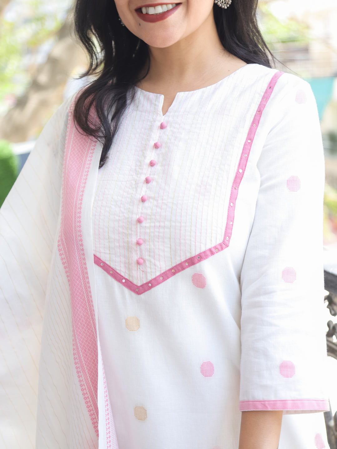 Hans White Pink Handloom 3 Piece Set