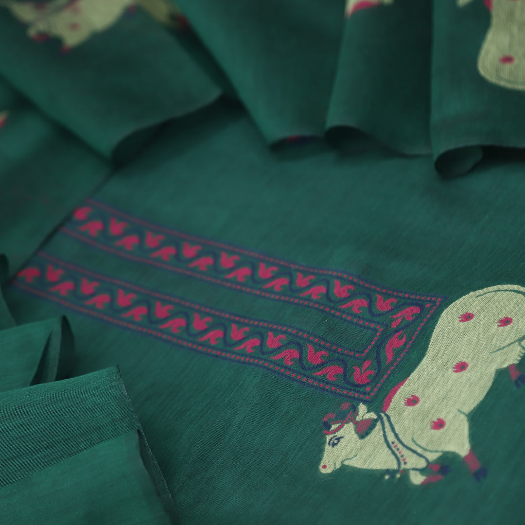 Khayal Sacramento Green Jamdani Pichwai Weaved Chanderi Suit Set