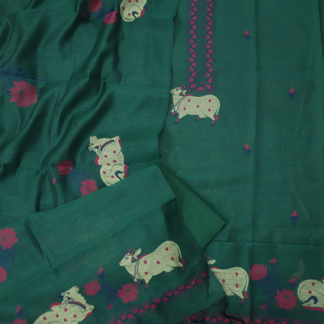 Khayal Sacramento Green Jamdani Pichwai Weaved Chanderi Suit Set