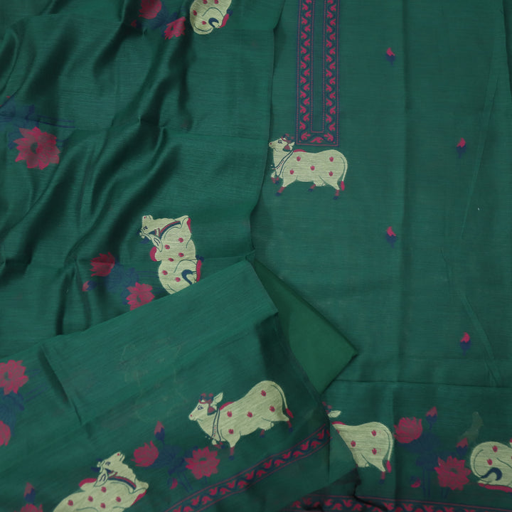 Khayal Sacramento Green Jamdani Pichwai Weaved Chanderi Suit Set