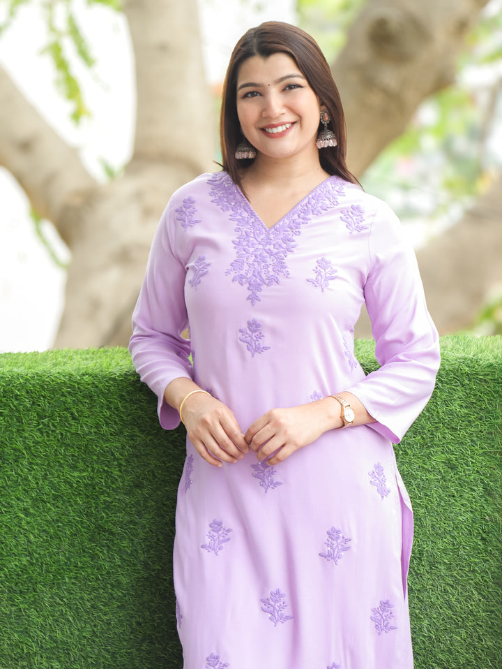 Jenna Petal Lilac Chikankari Rayon 2 Piece Set
