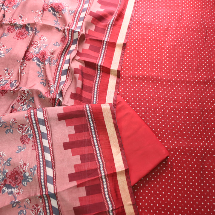 Rajasvi Barn Maroon Digital Floral Print Maheswari Chanderi Set